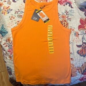 GAP women ribbed tank top medium orange NWT